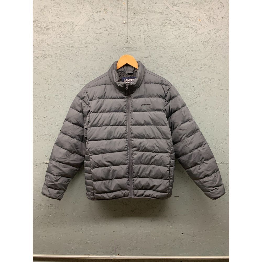 Lands' End Men's Gray Packable Puffer Jacket